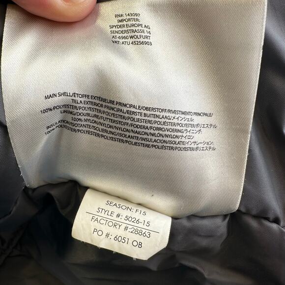 Spyder Leader Full Zip Insulated Winter Jacket Blue Black Colorblock Youth 14 - Picture 15 of 16